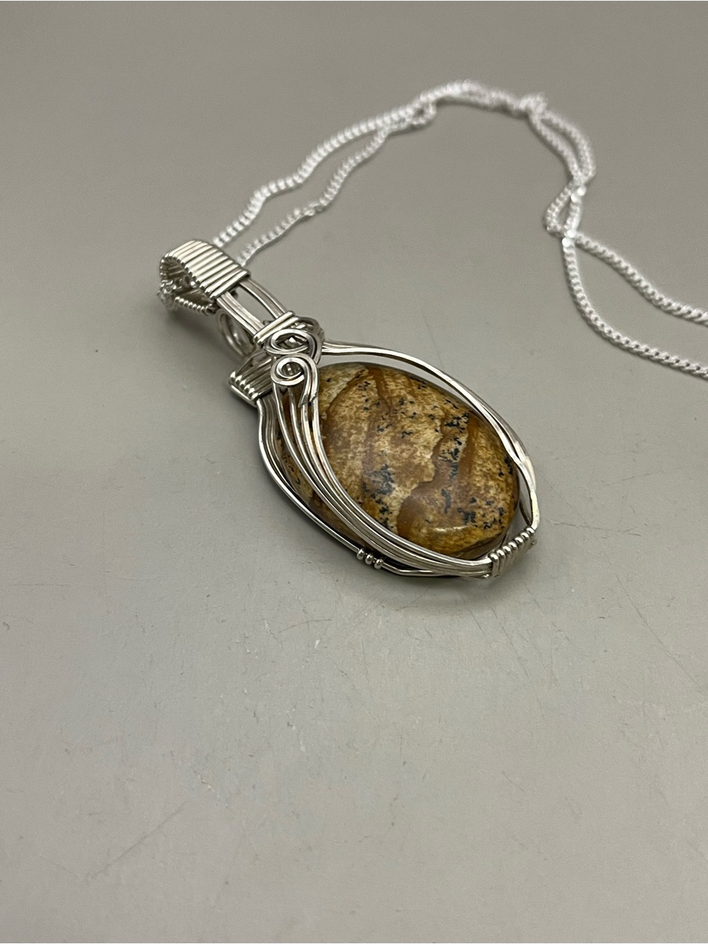 Handmade Sterling Silver Wire Wrapped Interchangeable Pendant Necklace - Picture 2 of 7
